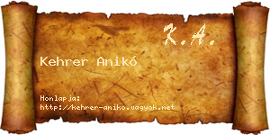 Kehrer Anikó névjegykártya